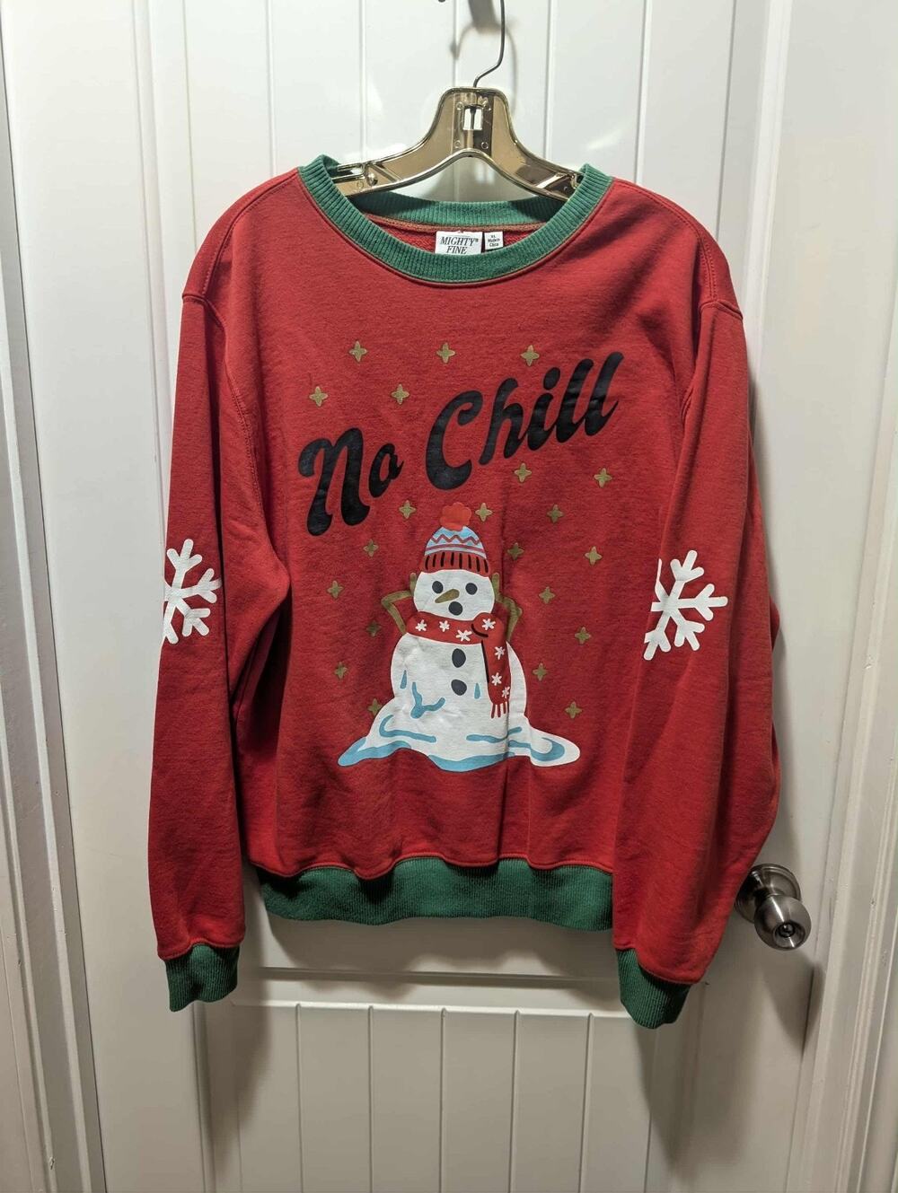 Mighty Fine Women's "No Chill" Snowman Ugly Christmas Sweatshirt Size XL